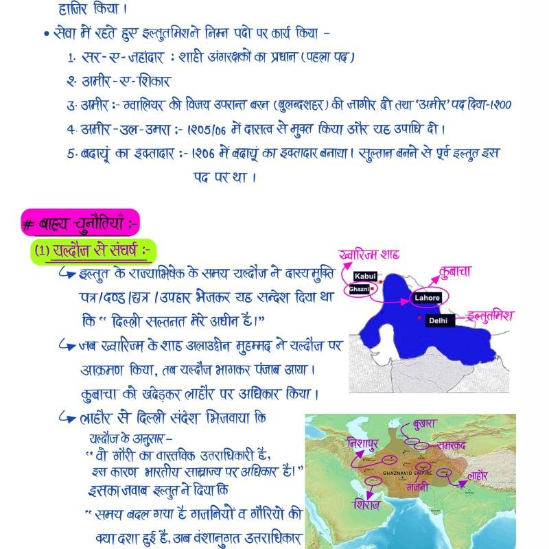 Medieval History (Part-I) - (सल्तनत काल) Handwritten Notes