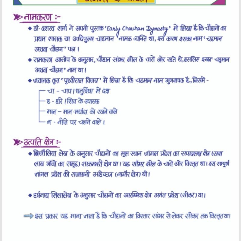राजस्थान का इतिहास (History of Rajasthan) - Handwritten Notes - Dr.Ganpat Singh Rajpurohit